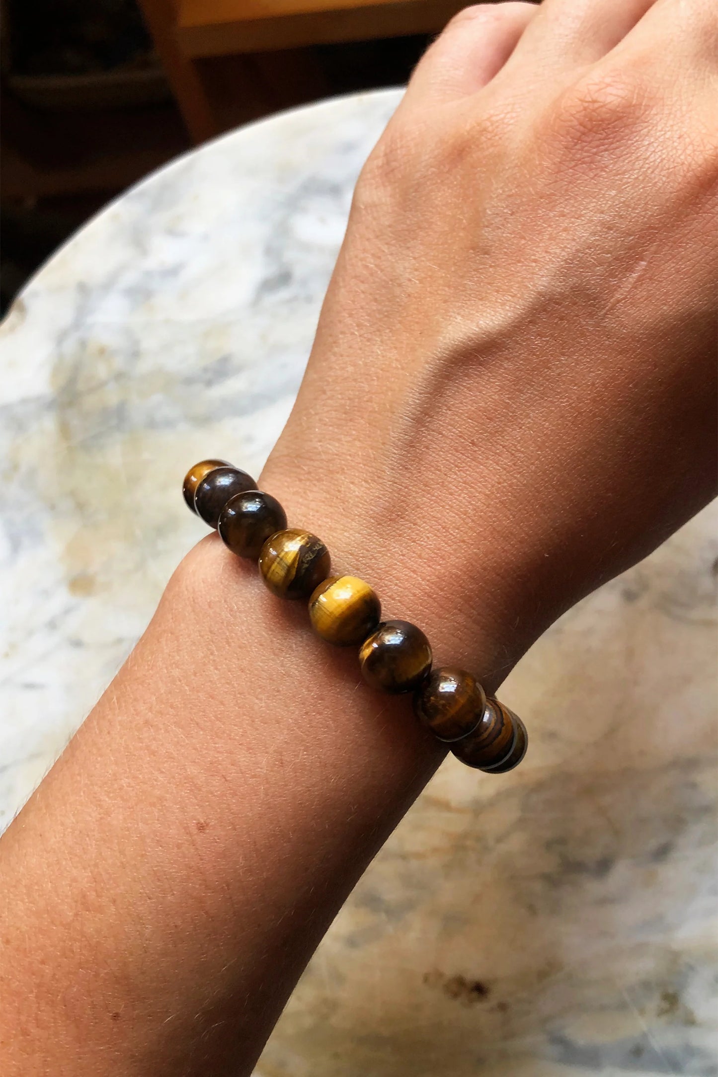 Tiger Eye Bracelet - 8MM Size Beads - One Side Fits All