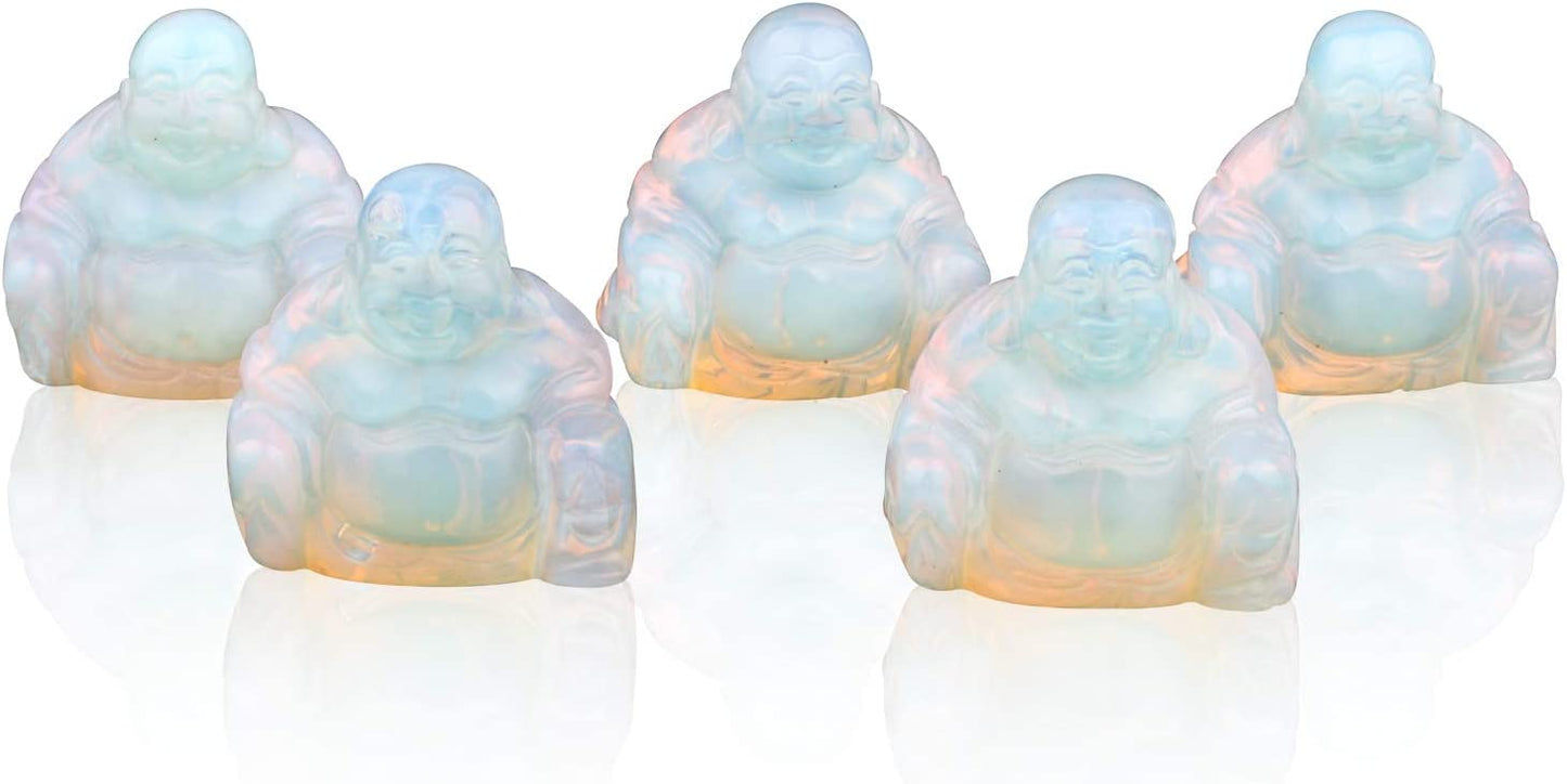 Small Gemstone Happy Buddha Statue - Available in Jade and Opalite 1.5"