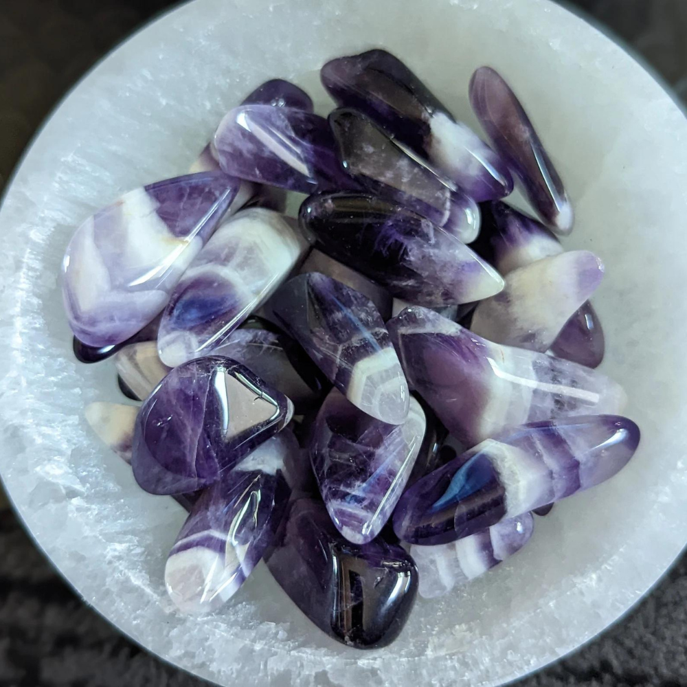 Dragon Tooth Chevron Amethyst Tumbled Stones Stones Crystal Shop