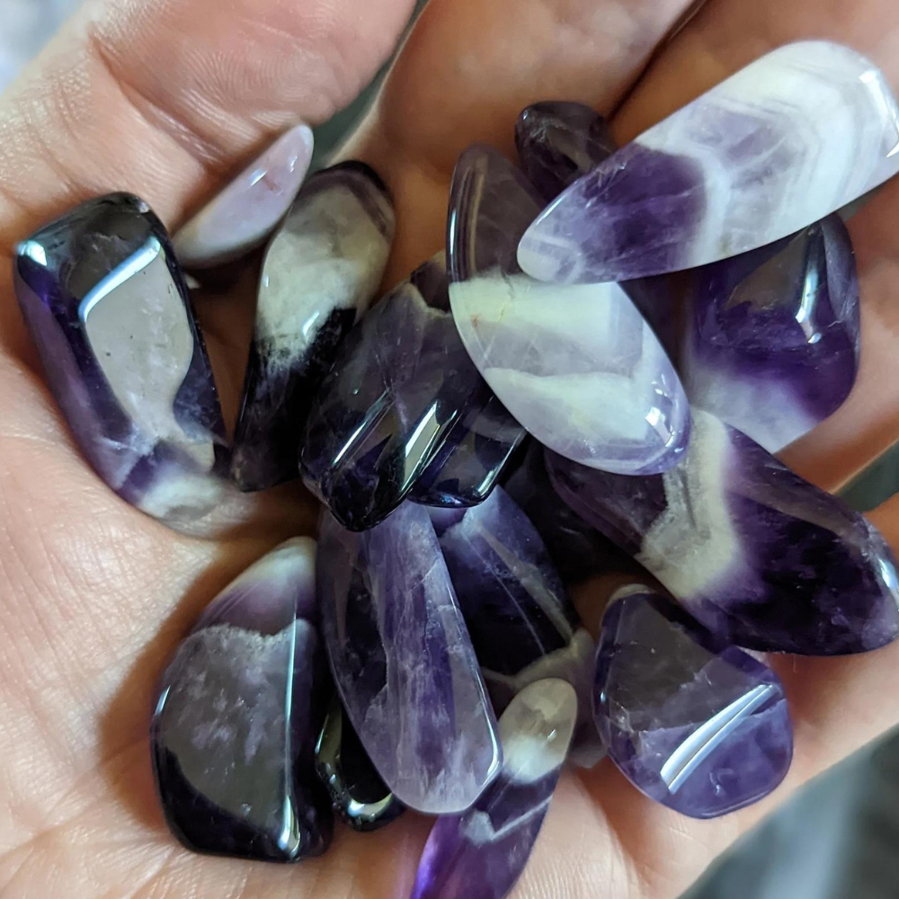 Dragon Tooth Chevron Amethyst Tumbled Stones Stones Crystal Shop