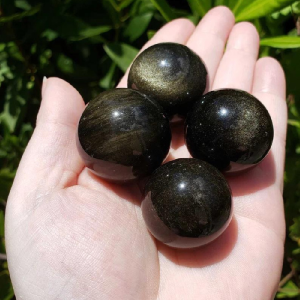 Gold Sheen Obsidian Sphere's Stones Crystal Shop