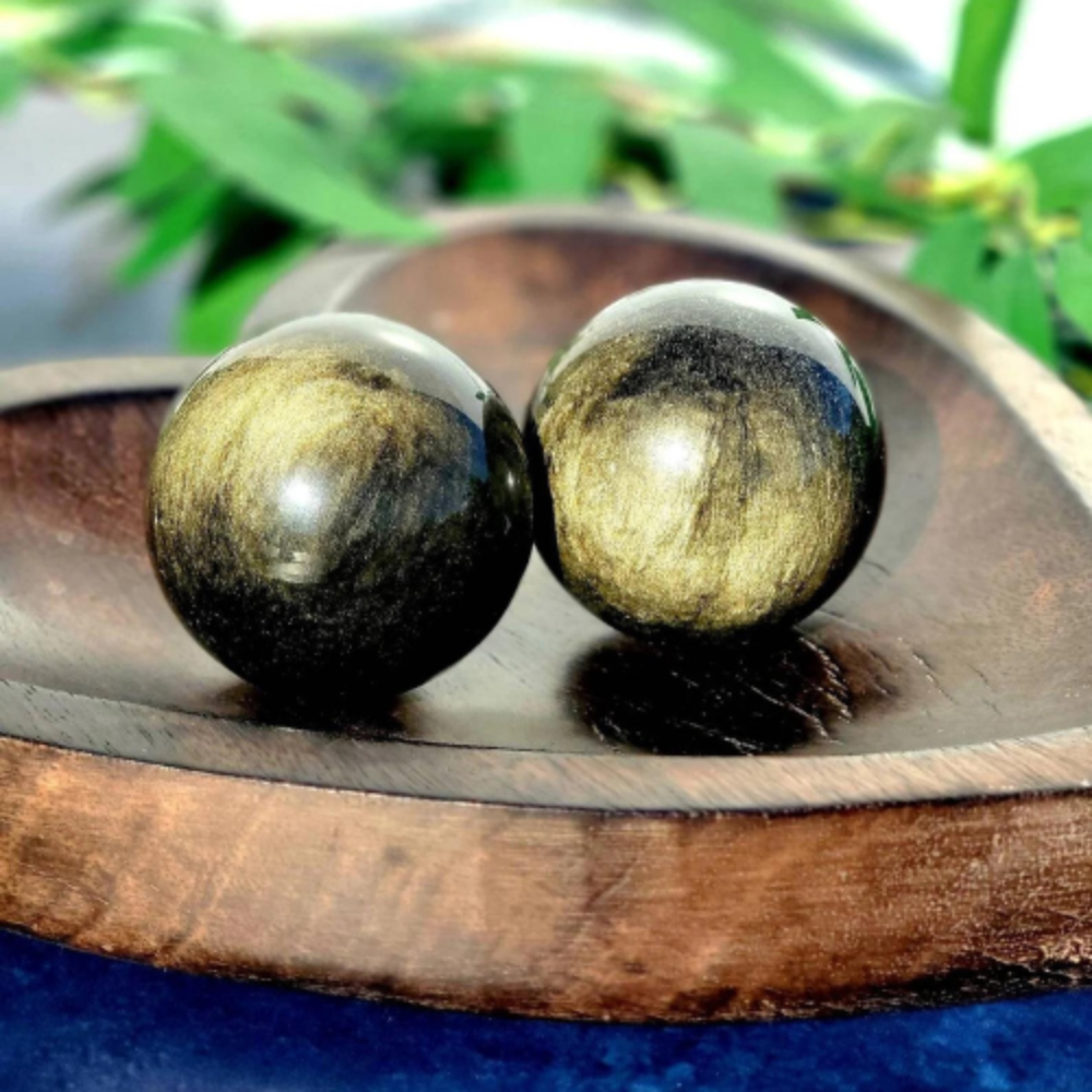 Gold Sheen Obsidian Sphere's Stones Crystal Shop