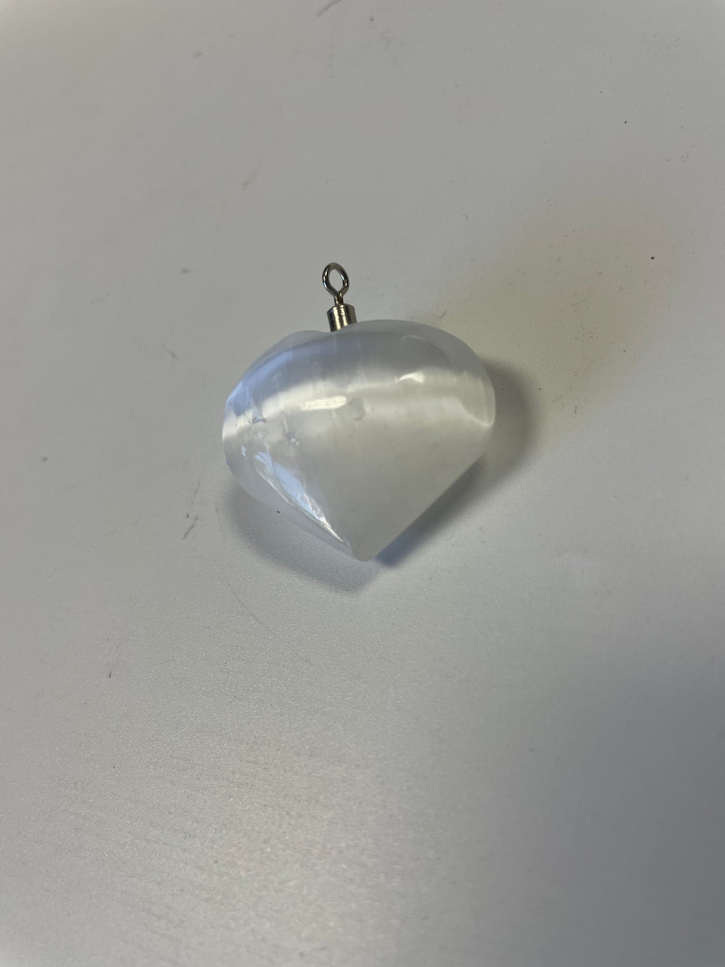 Hand Polished Selenite Heart Shaped Crystal Necklace Stones Crystal Shop