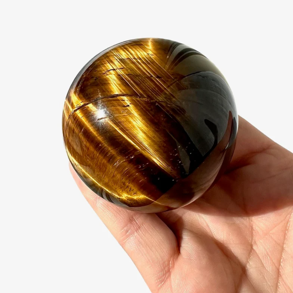 Hand Polished Tiger Eye Spheres - Free Stand Included! Stones Crystal Shop