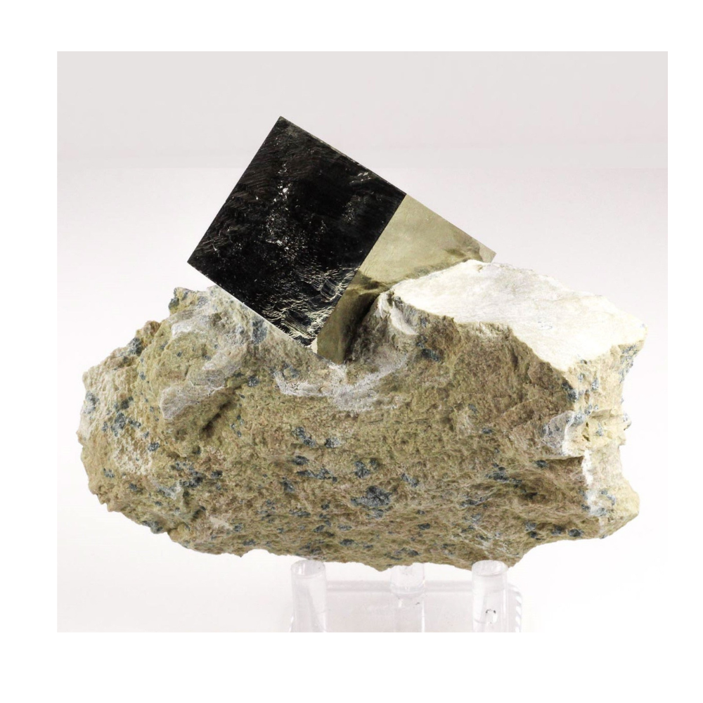 Natural Pyrite Crystal Cube on Matrix Stones Crystal Shop