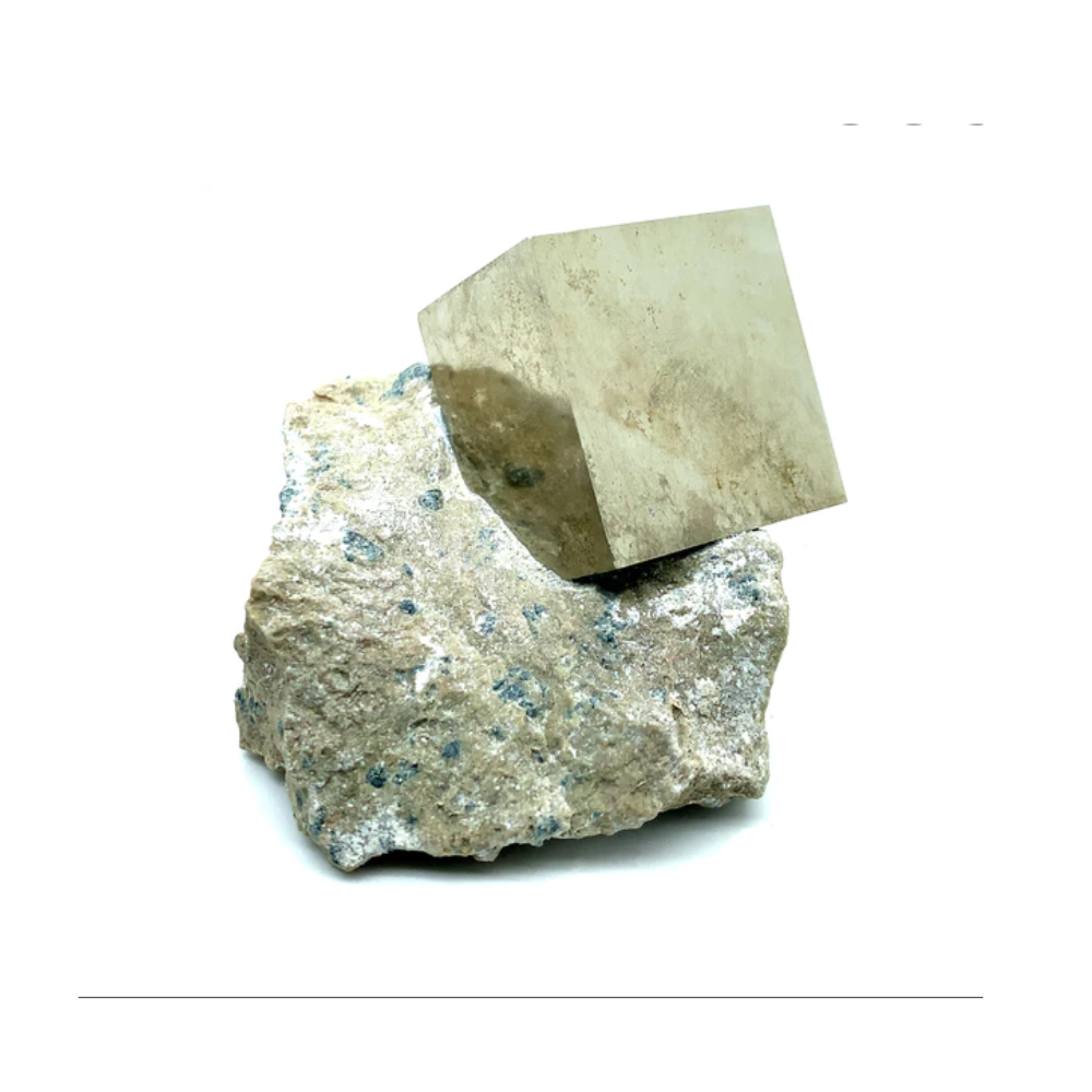 Natural Pyrite Crystal Cube on Matrix Stones Crystal Shop