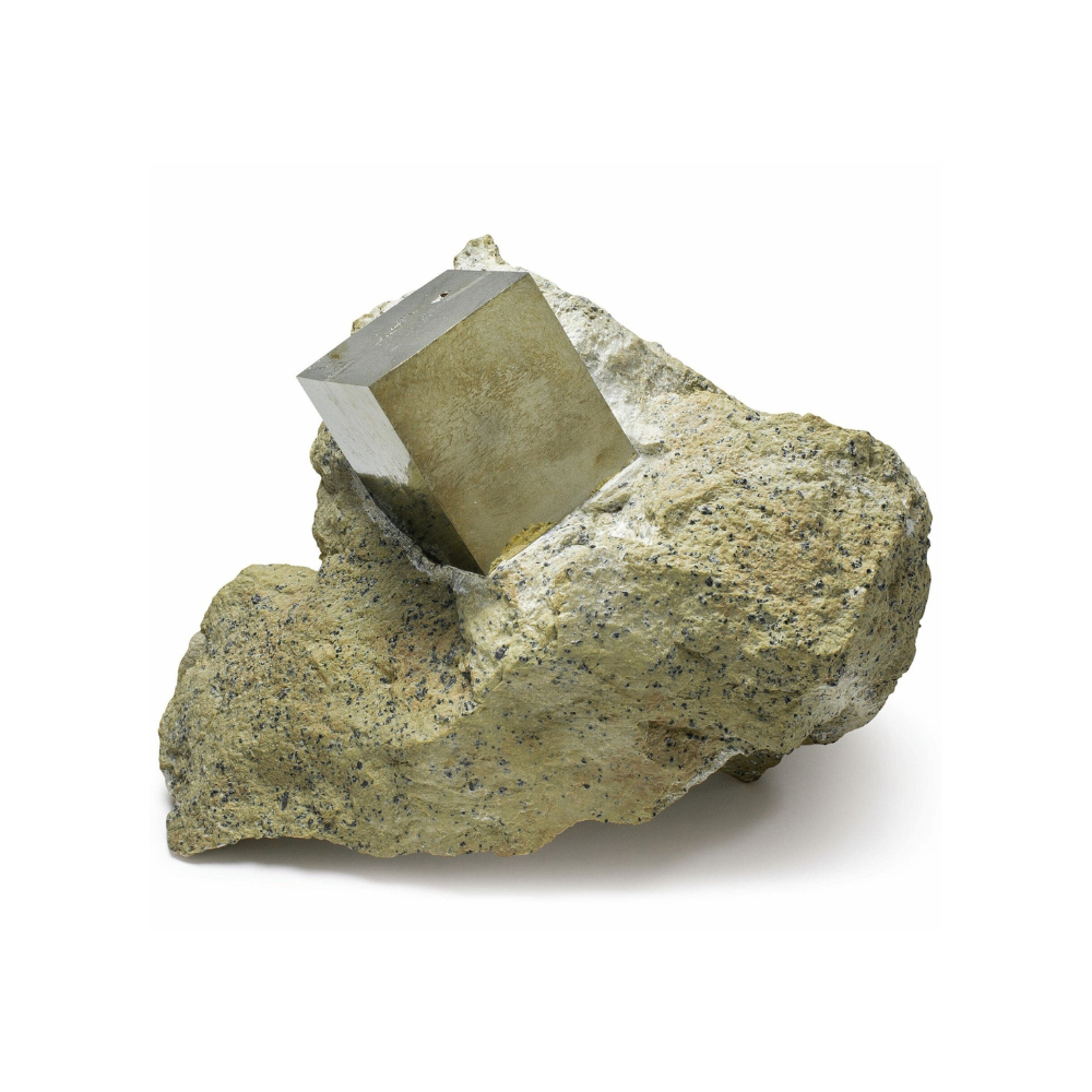 Natural Pyrite Crystal Cube on Matrix Stones Crystal Shop