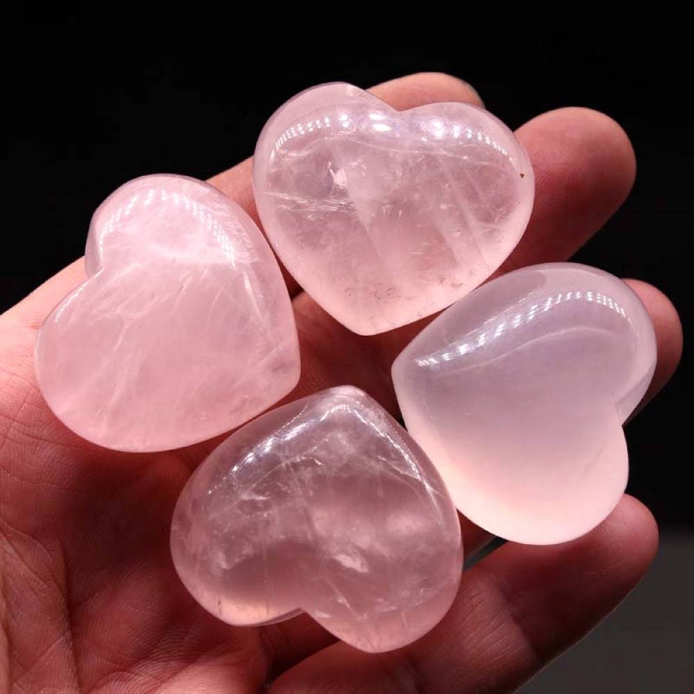 Natural Rose Quartz Hand Polished Hearts - Grade A+ Stones Crystal Shop