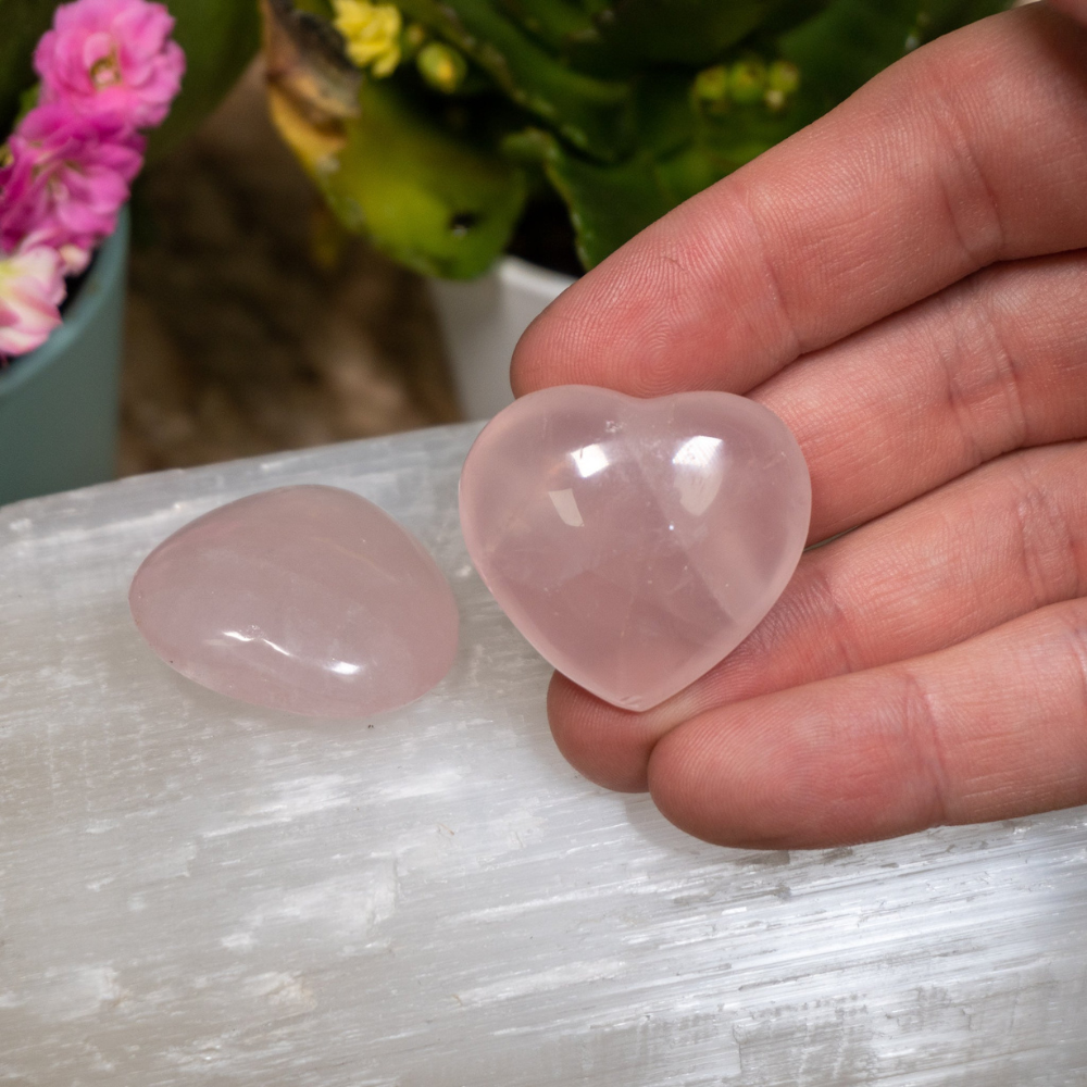Natural Rose Quartz Hand Polished Hearts - Grade A+ Stones Crystal Shop