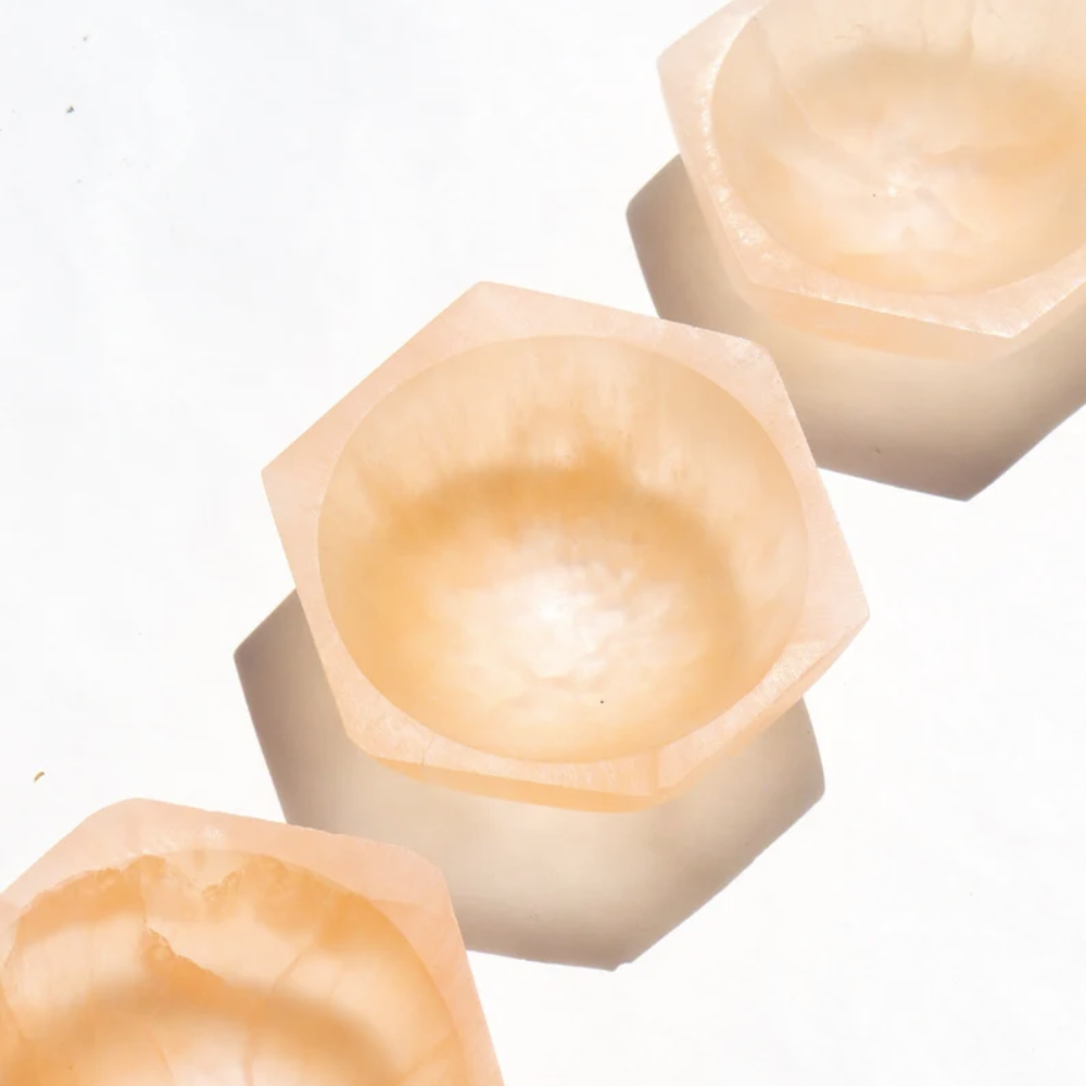 Orange Selenite Hexigon Bowl Stones Crystal Shop
