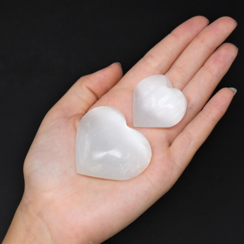Polished Selenite Heart Stones Crystal Shop