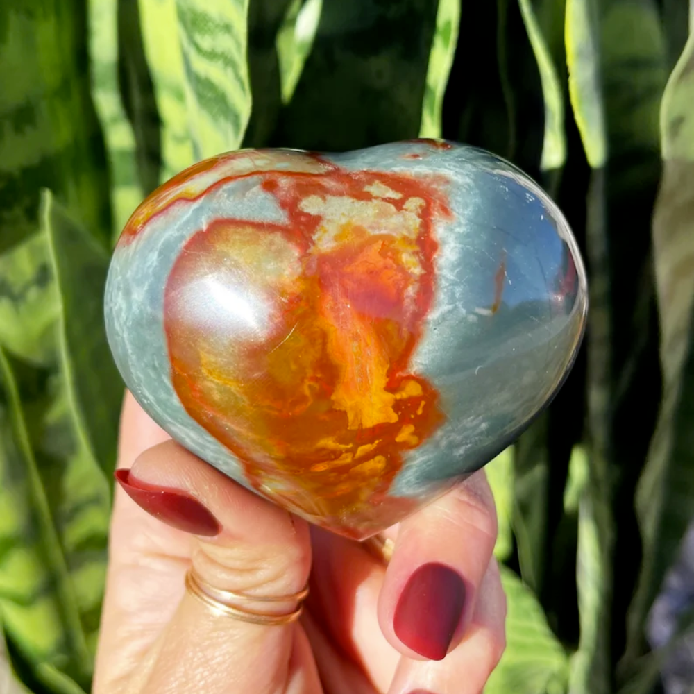 Polychrome Ocean Jasper Heart Stones Crystal Shop