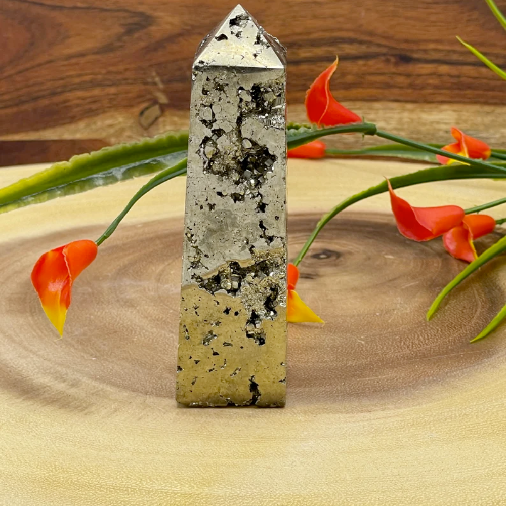 Pyrite Obelisk, Fools Gold, Pyrite Point Stones Crystal Shop