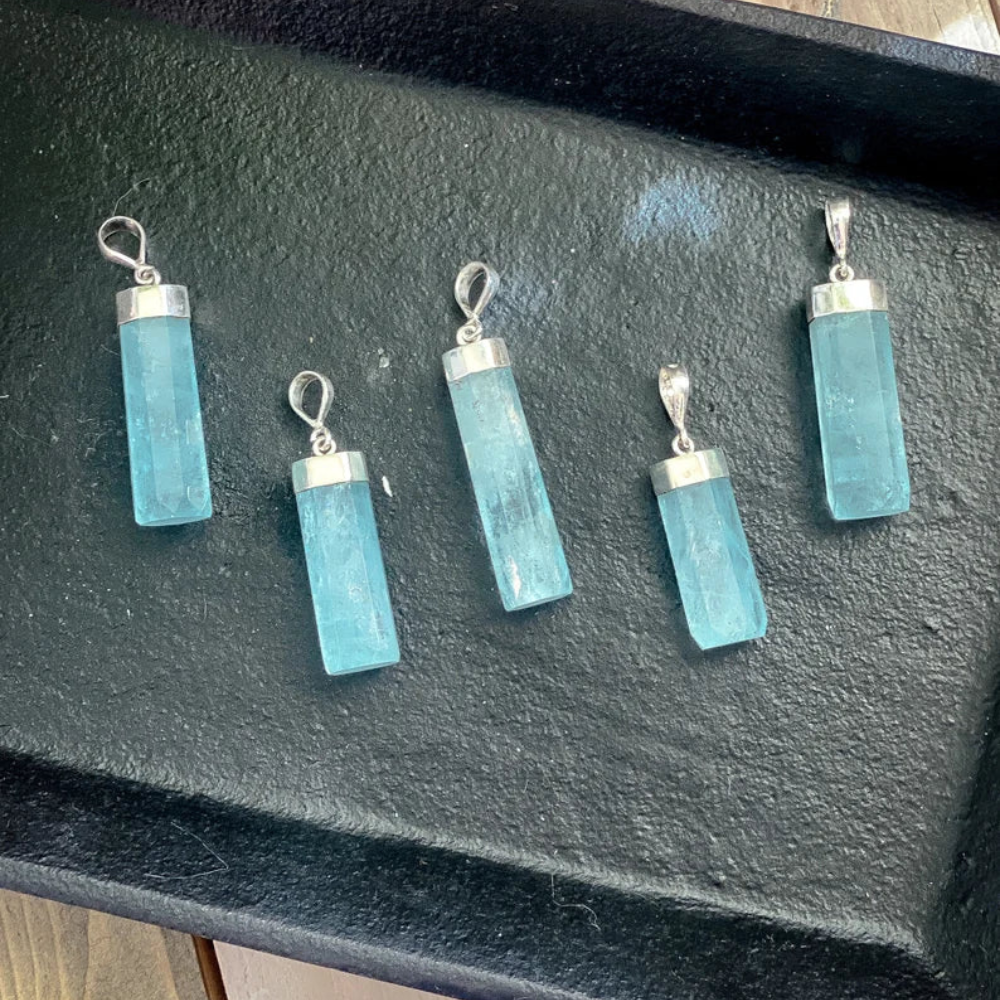 Raw Aquamarine Necklace, Aquamarine Jewerly Stones Crystal Shop