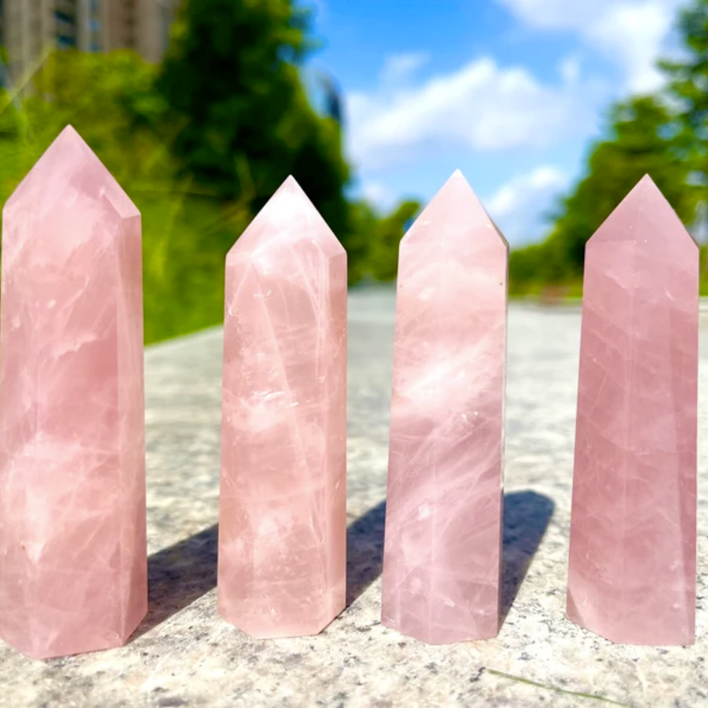 5” rose quartz tower good