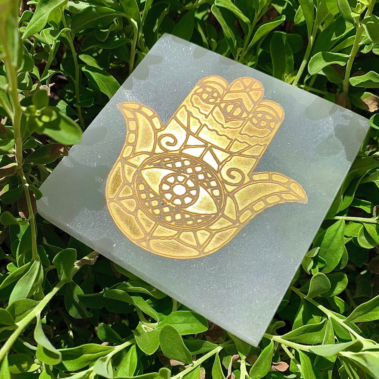 Selenite Hamsa Hand Fatima Charging Plate (Draft for Bandar review) Stones Crystal Shop
