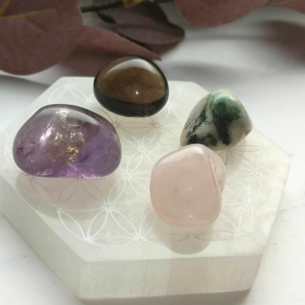 Selenite Hexagon Flower of Life Charging Plate (Draft for Bandar review) Stones Crystal Shop