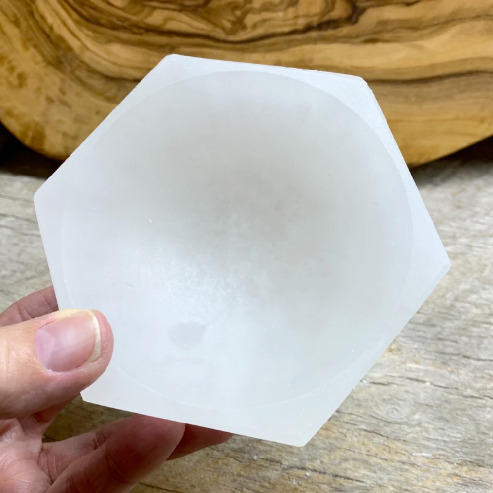 Selenite Hexigon Bowl Stones Crystal Shop