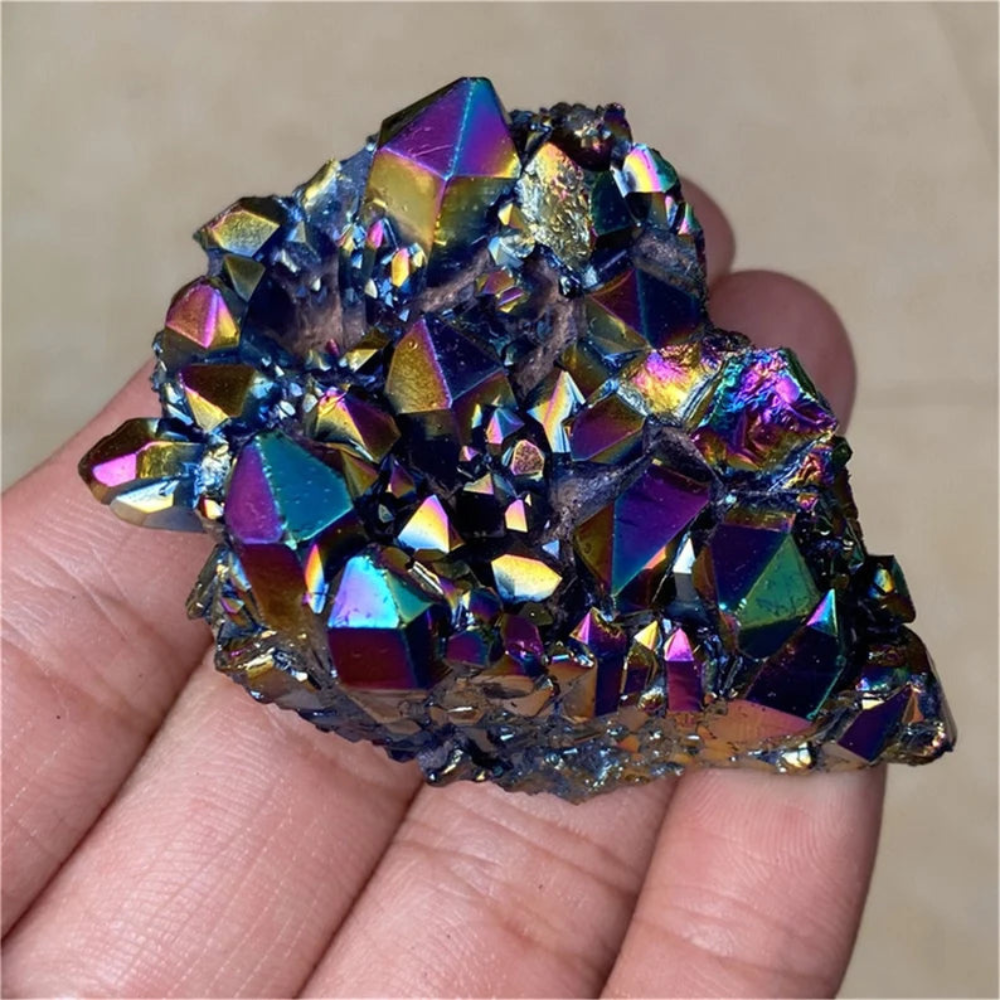 Titanium Rainbow Aura Quartz Cluster Stones Crystal Shop