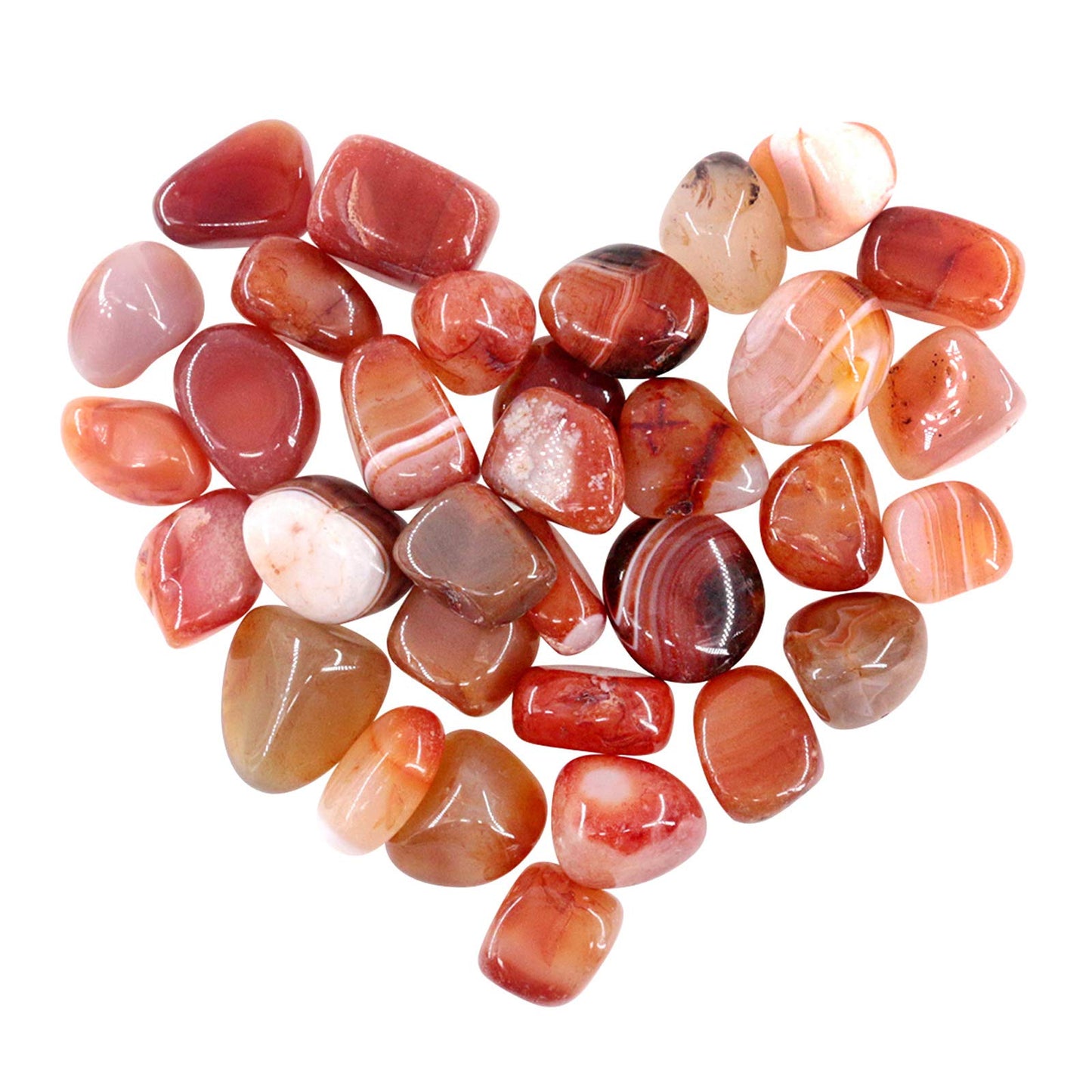 Red Agate Tumbled Stone - Banded Red Crystal - 1 Inch