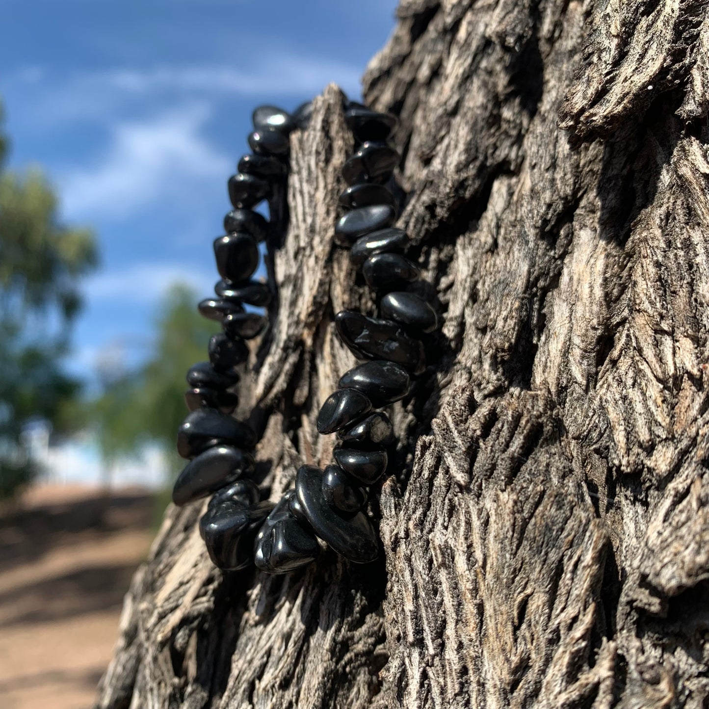 Shungite Natural Raw Chip Bracelet - One Size Fits All