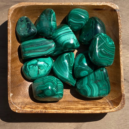 Malachite Polished Tumbled Stones - 1" Healing Stones
