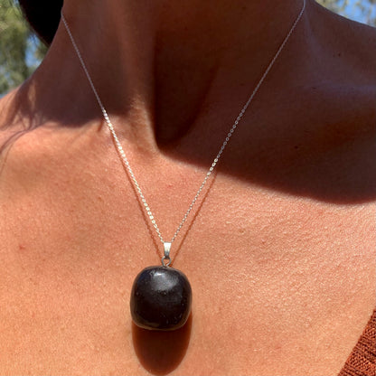 Grade A+ Shungite Pendant with Chain - EMF Protection