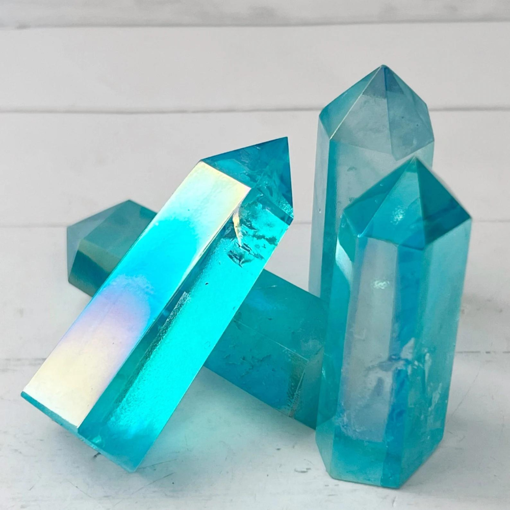 Aqua Aura Quartz Towers Stones Crystal Shop