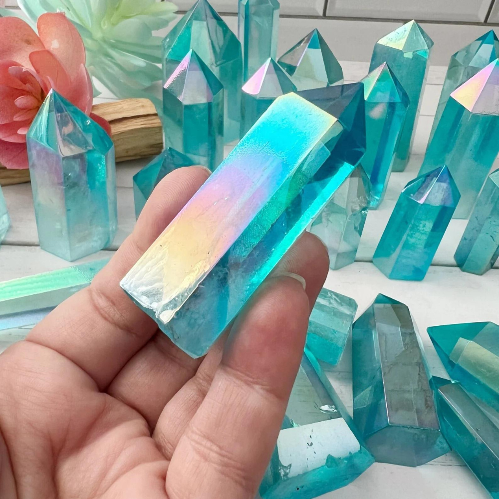 Aqua Aura Quartz Towers Stones Crystal Shop