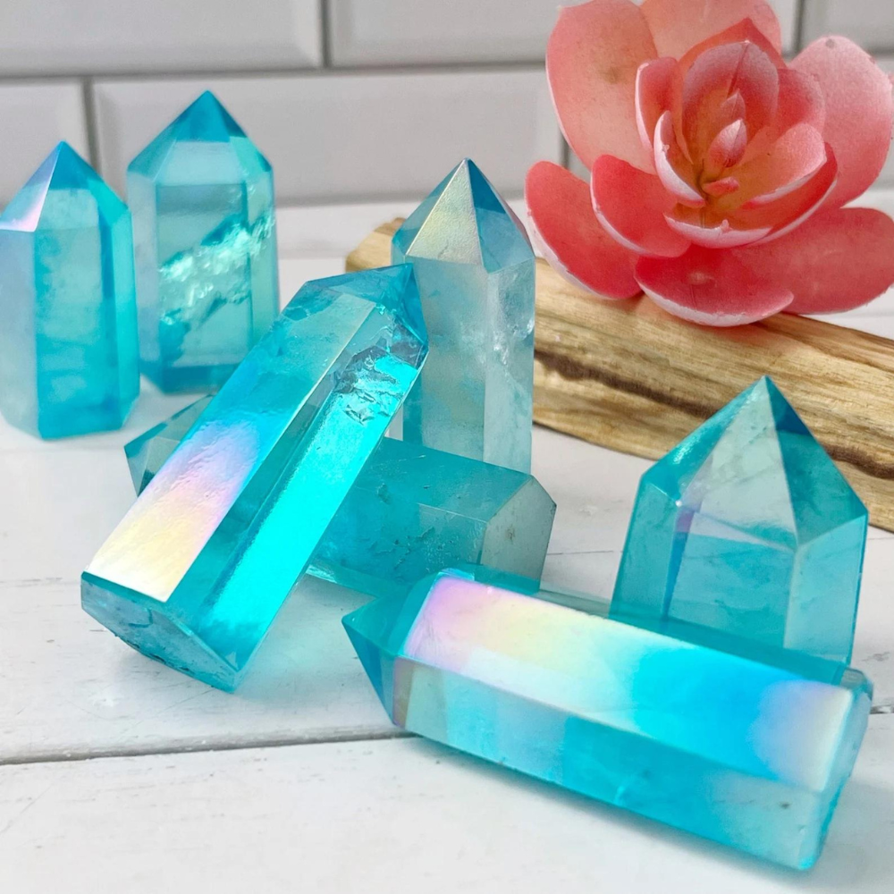 Aqua Aura Quartz Towers Stones Crystal Shop