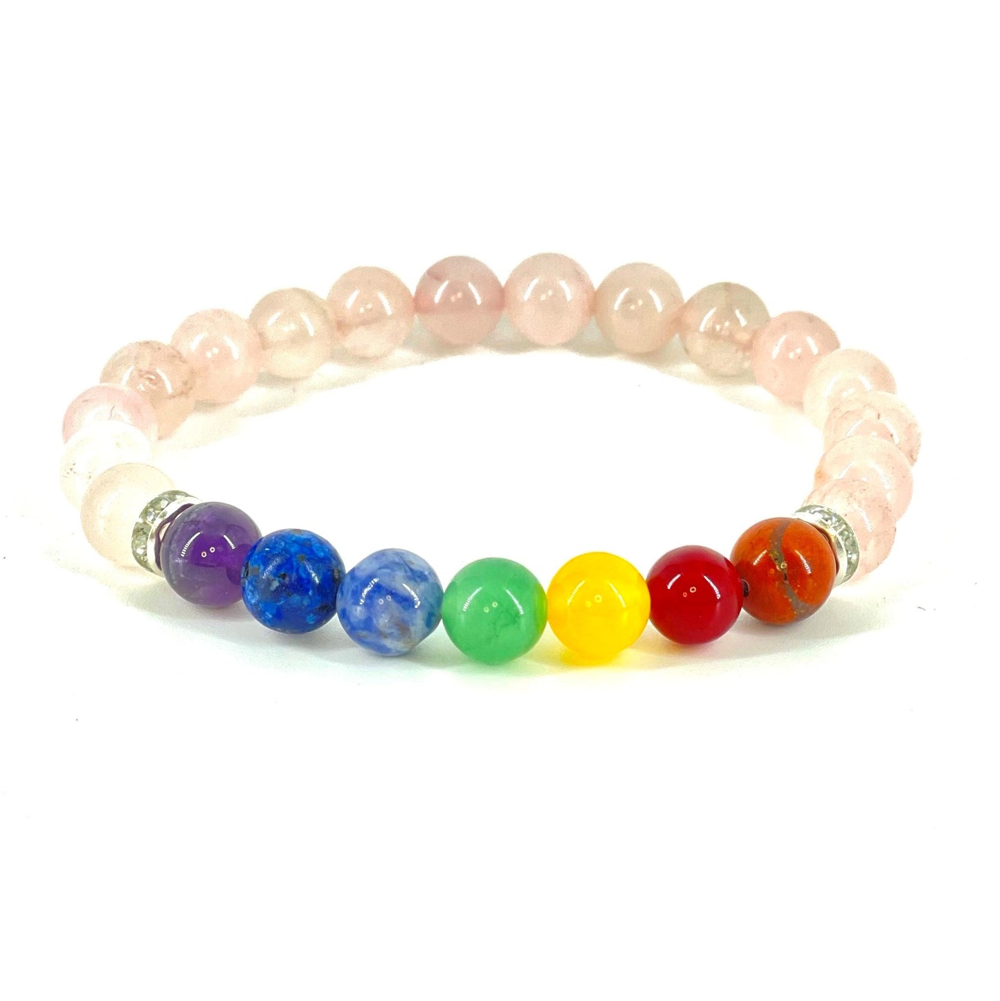 Authentic Rose Quartz with 7 chakra Stones Bracelet Stones Crystal Shop