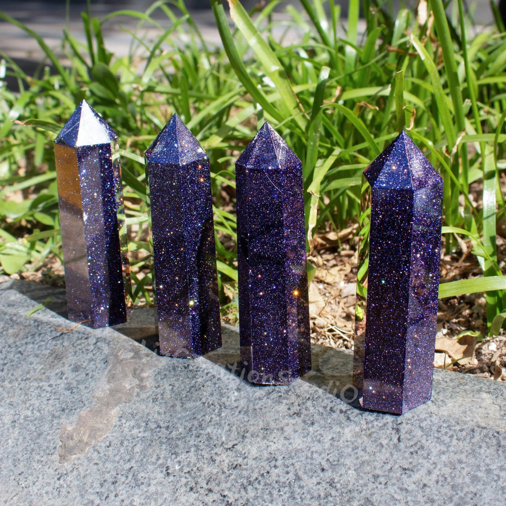 Blue Goldstone Tower Point Stones Crystal Shop