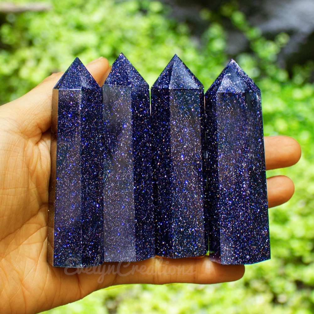 Blue Goldstone Tower Point Stones Crystal Shop