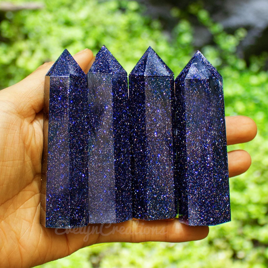 Blue Goldstone Tower Point Stones Crystal Shop