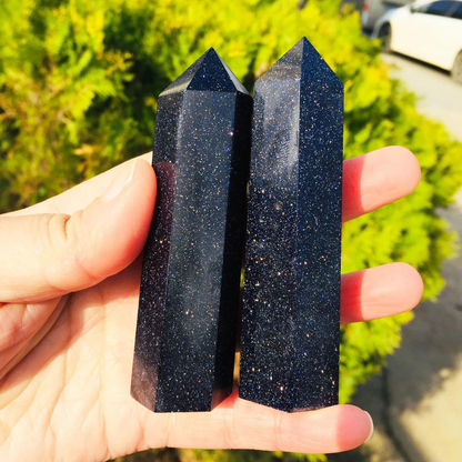 Blue Goldstone Tower Point Stones Crystal Shop