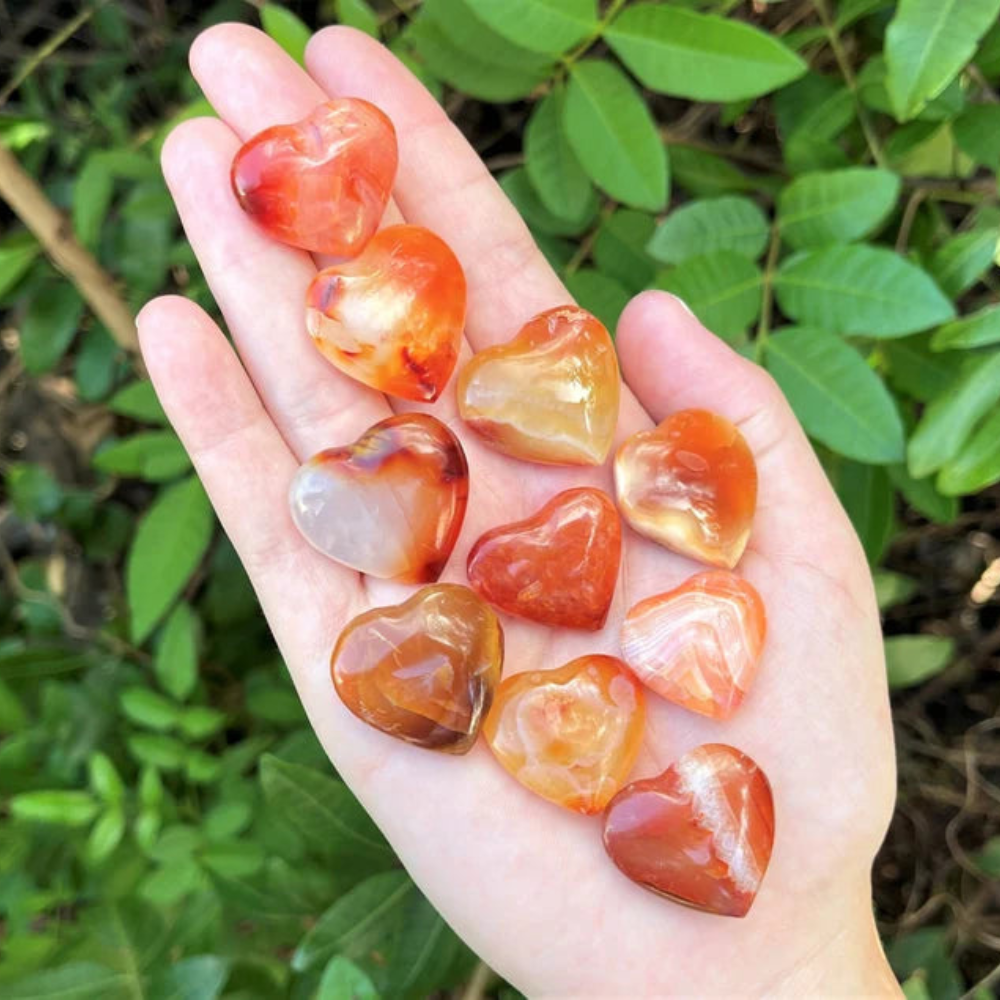 Carnelian Heart Shaped Hand Polished Crystal Stones Crystal Shop