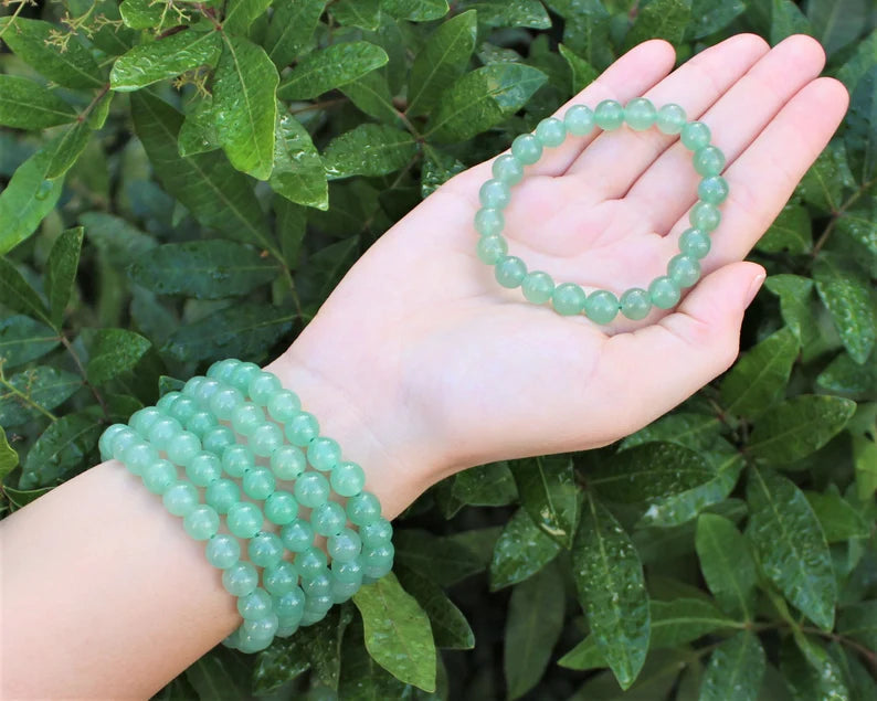 Green Aventurine Bracelet: 8 mm Round Crystals Stones Crystal Shop