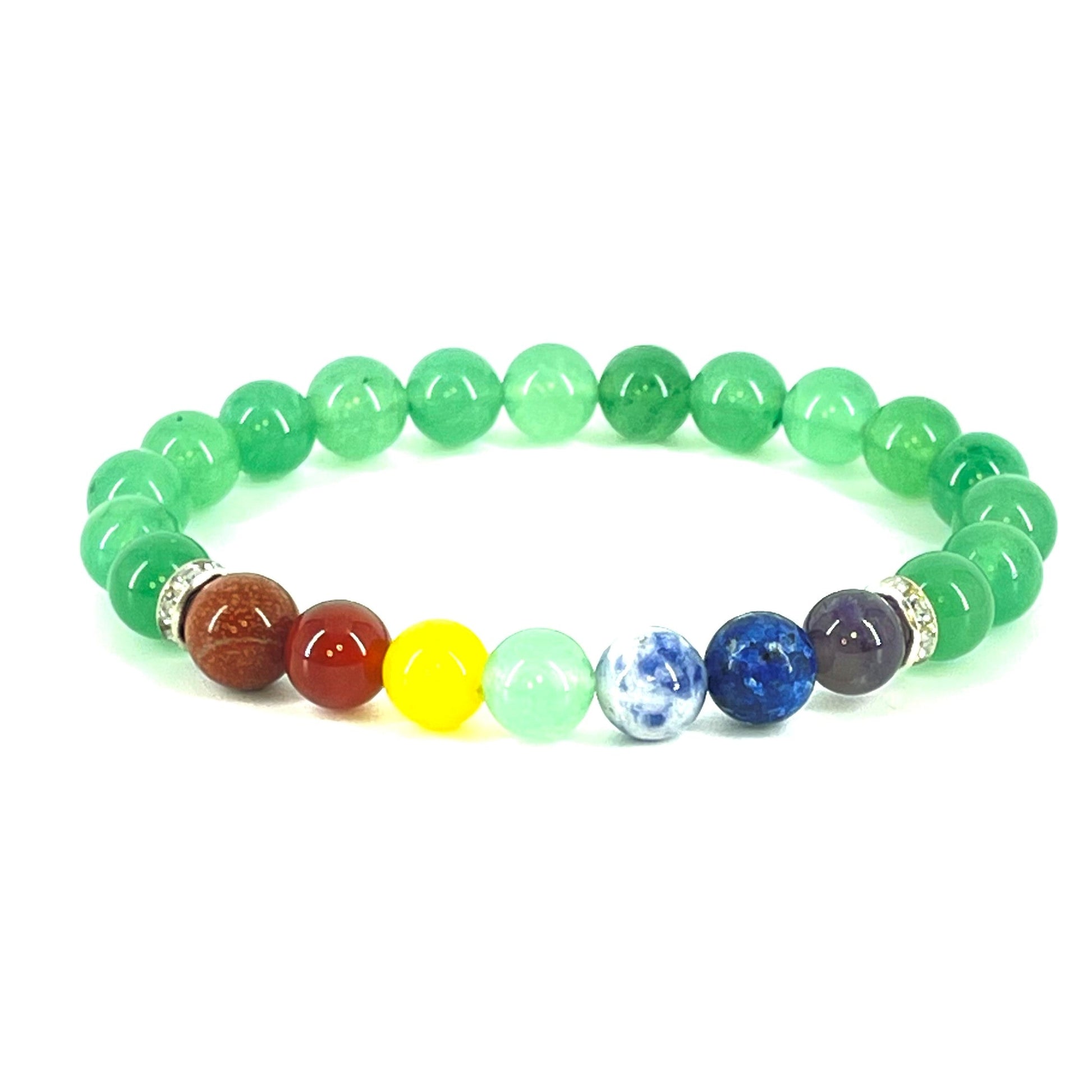 Green Aventurine with Chakra Stones  Bracelet Stones Crystal Shop