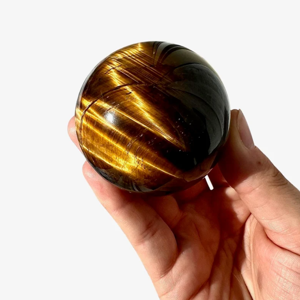 Hand Polished Tiger Eye Spheres - Free Stand Included! Stones Crystal Shop