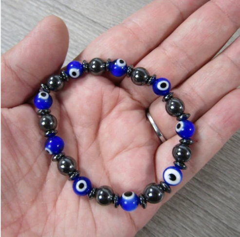 Hematite with Evil Eye Bracelet Stones Crystal Shop