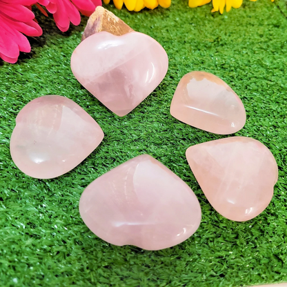 Large Natural Rose Quartz Hand Polished Hearts - Grade A+ Stones Crystal Shop