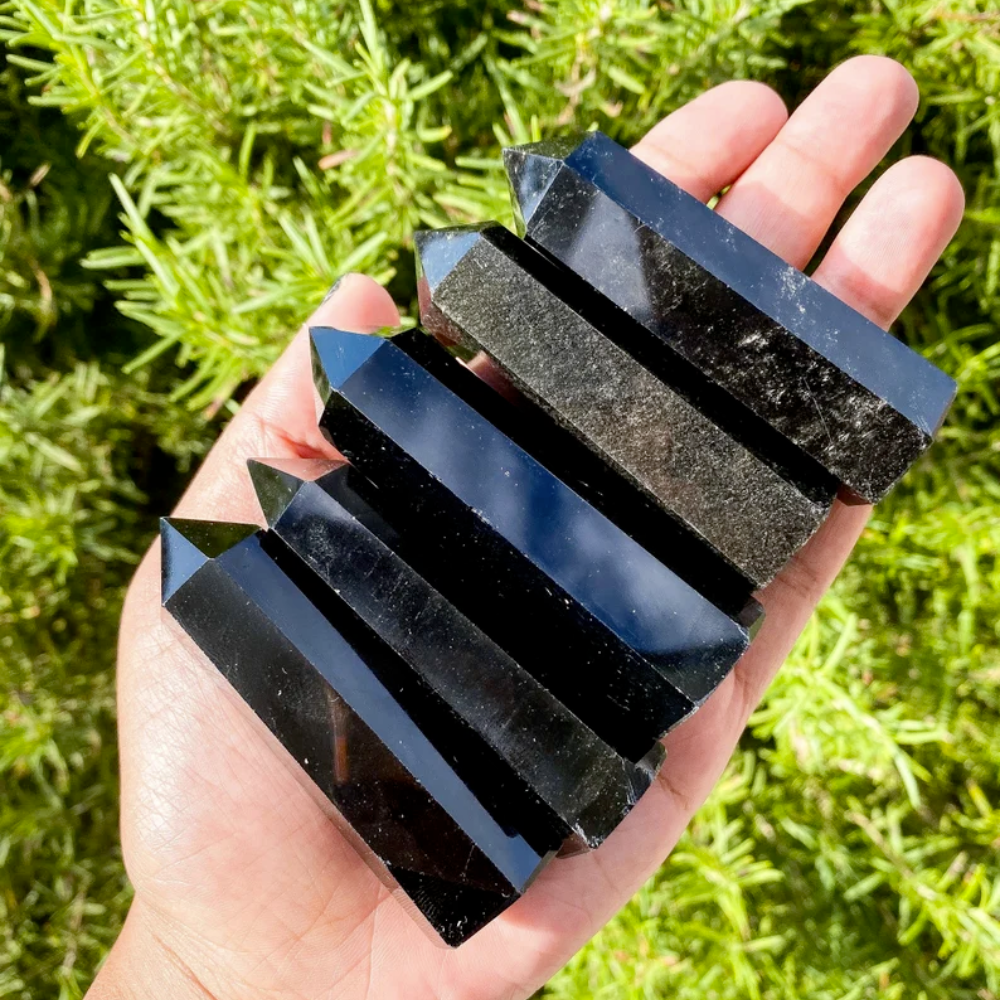 Natural Obsidian Tower Point-Black Gemstone Stones Crystal Shop