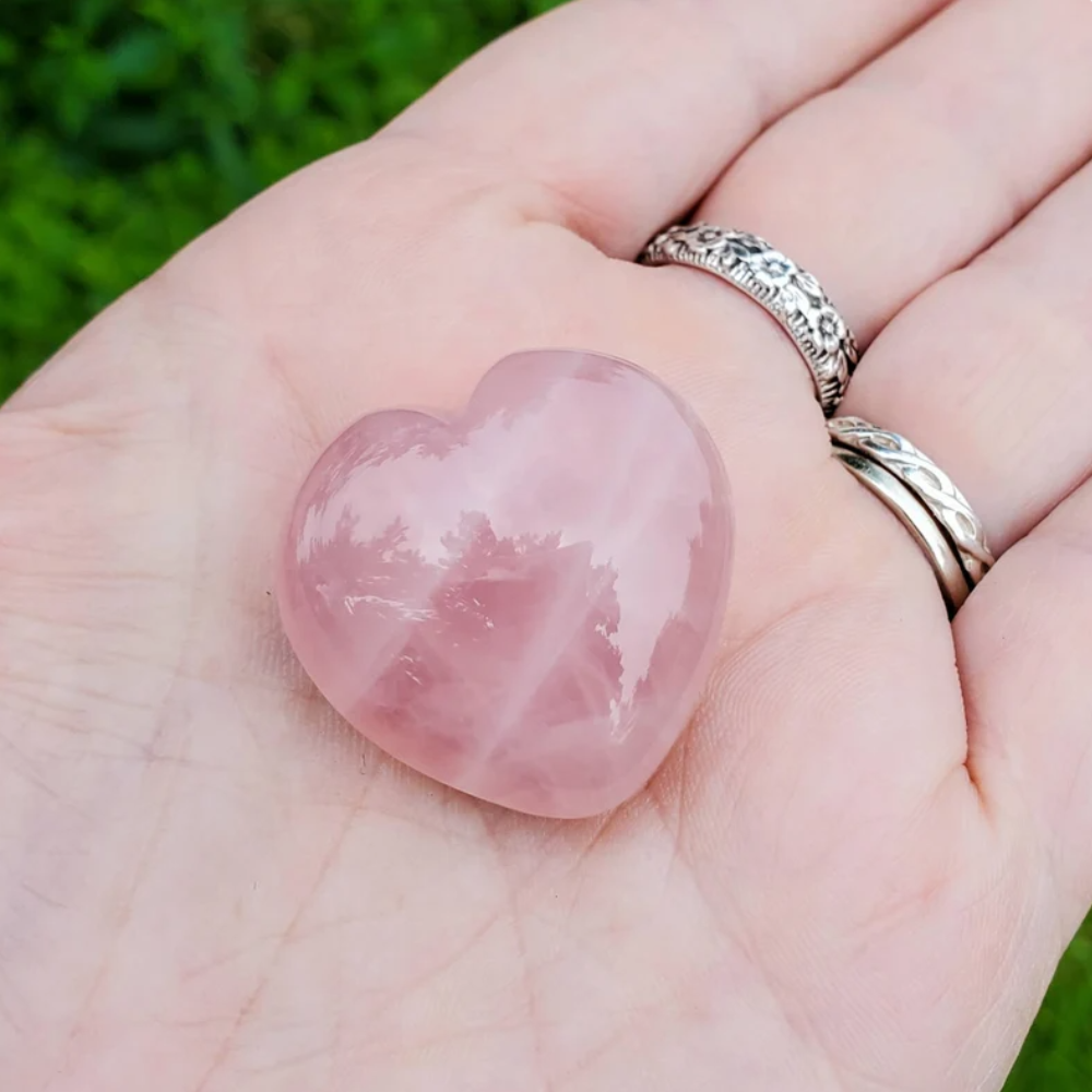 Natural Rose Quartz Hand Polished Hearts - Grade A+ Stones Crystal Shop