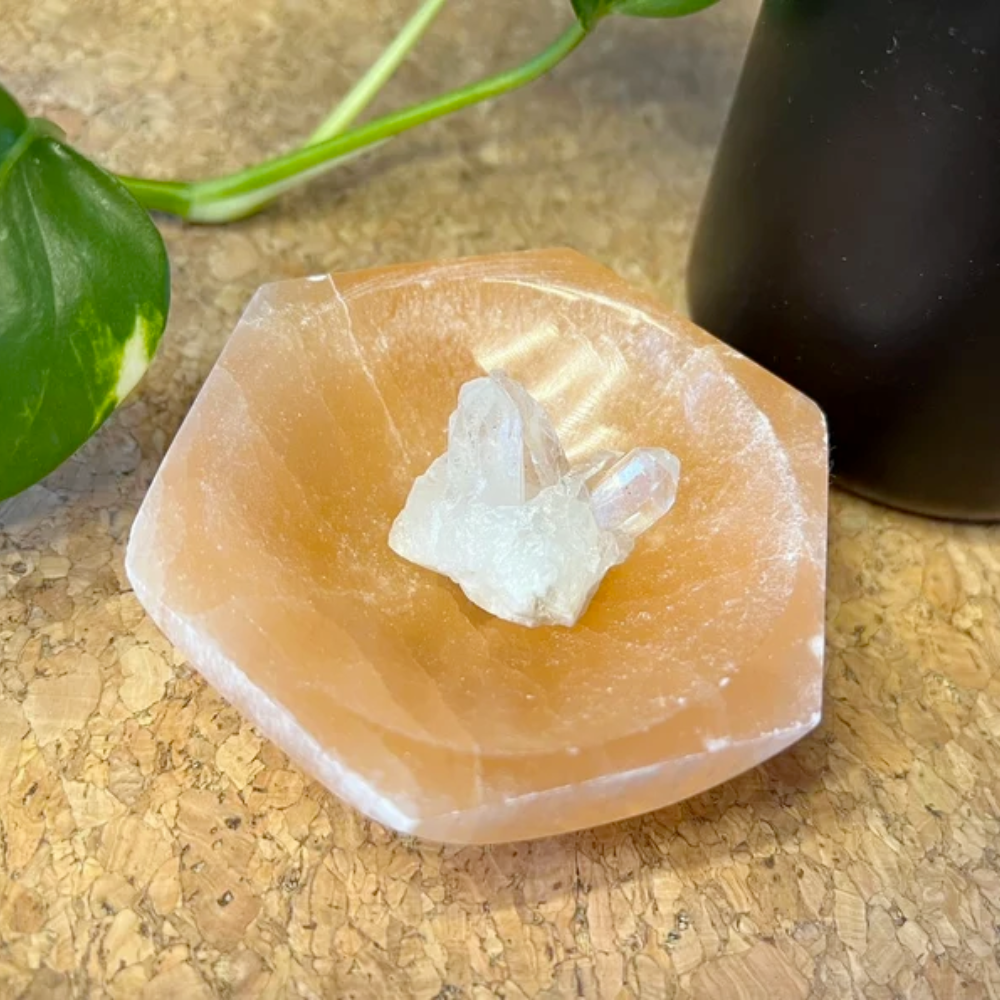Orange Selenite Hexigon Bowl Stones Crystal Shop