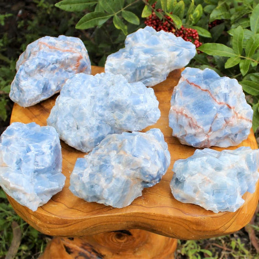 Raw Blue Calcite Chunks Stones Crystal Shop