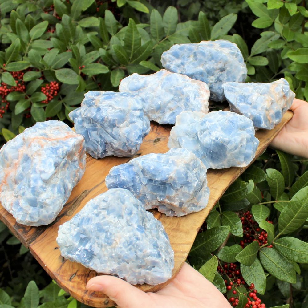 Raw Blue Calcite Chunks Stones Crystal Shop
