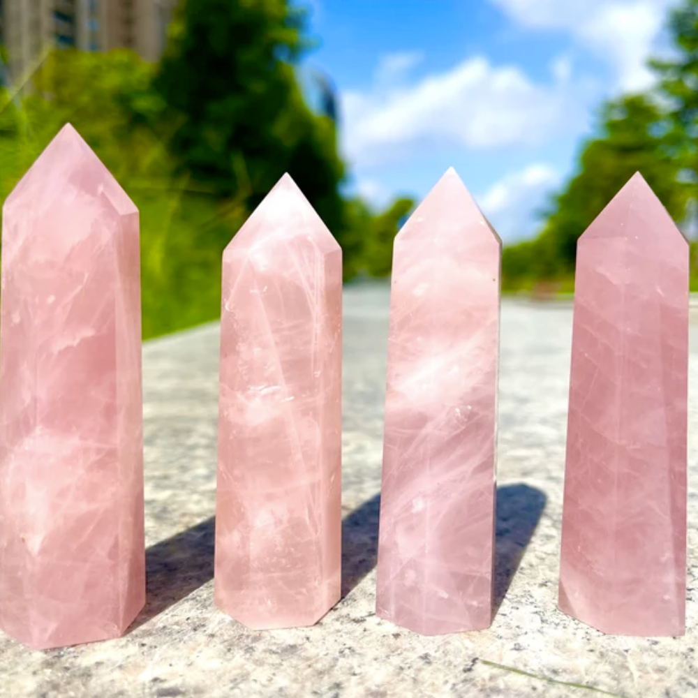 Rose Quartz Tower - Hand Size CHECK Stones Crystal Shop