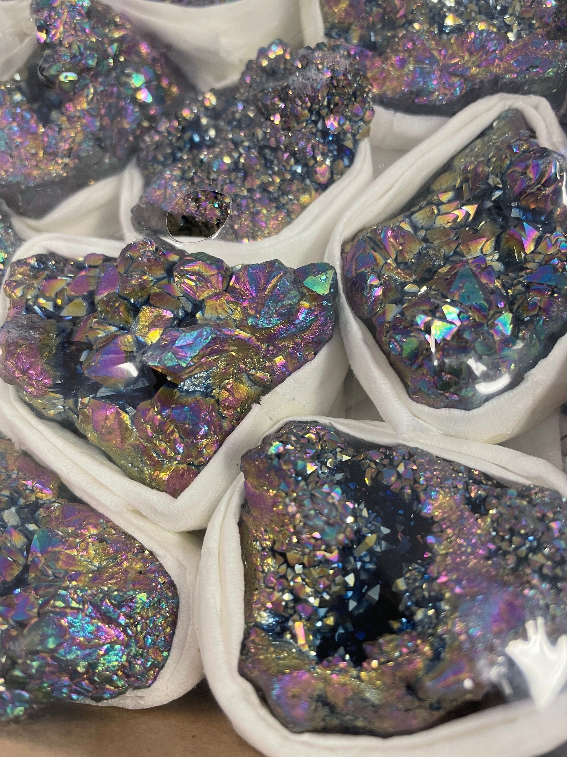 Titanium Rainbow Aura Quartz Cluster Stones Crystal Shop