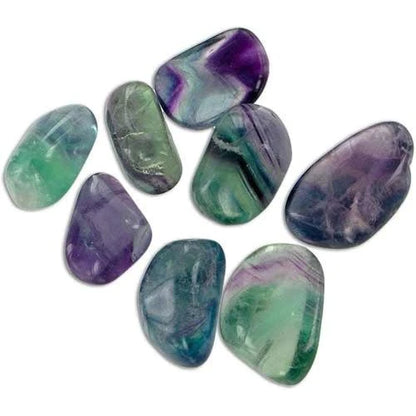 Natural Blue, Purple & Green Rainbow Fluorite - 1.5" Tumbled Stones